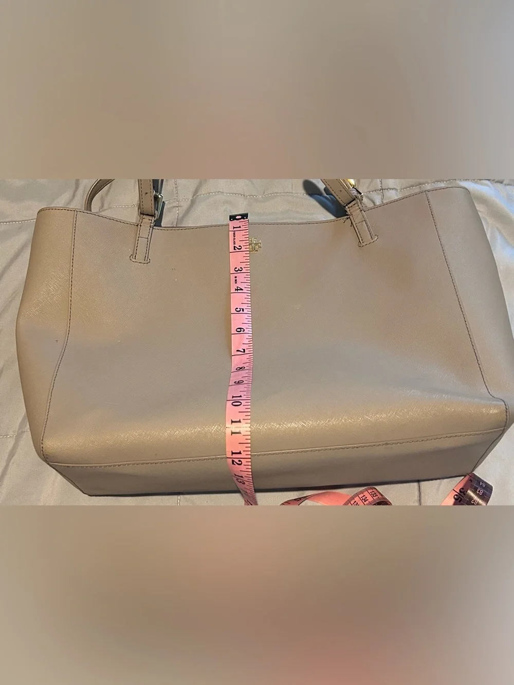 Tory Burch Emerson Saffiano Leather Buckle Tote - French Gray